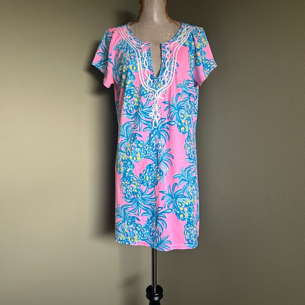 NWOT Lilly Pulitzer Tunic Pink and Blue Pineapple Print Sheath Dress Sz L - Picture 6 of 11